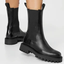 Angies Chelsea-støvler i læder Sort