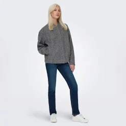 Bomberjakke i Boucle til kvinder Mørkegrå Melange