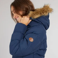 Dame Audrey Vandtæt Foret Hættejakke Navy