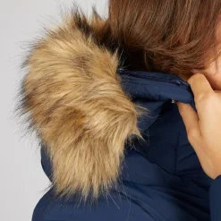 Dame Audrey Vandtæt Foret Hættejakke Navy