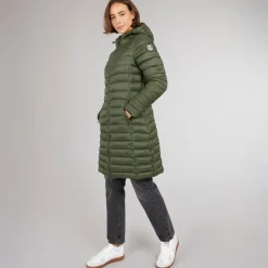 Dame Briarlea Polstret Hætte Mellemlang Frakke Dark Vine