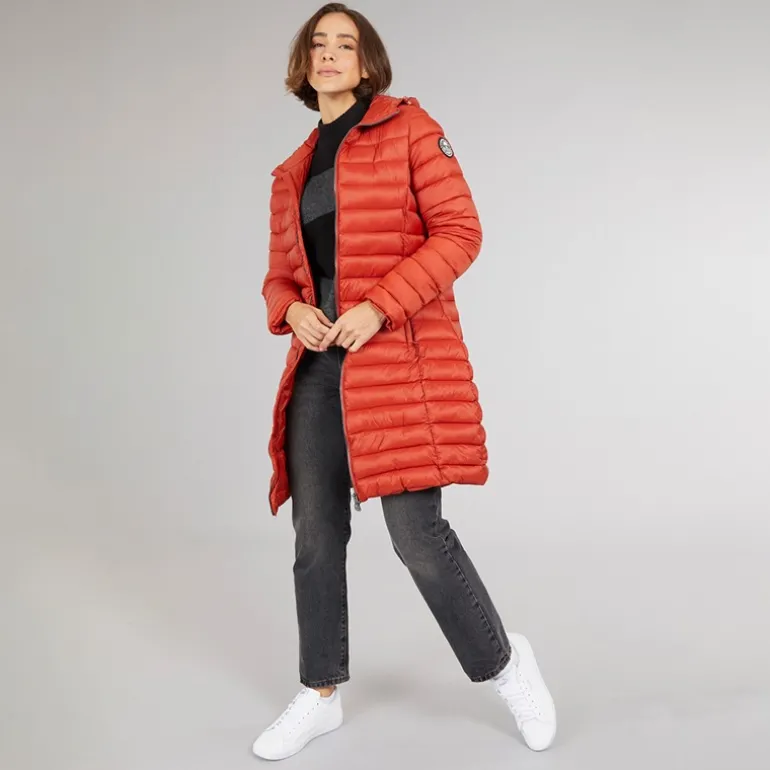 Dame Briarlea Polstret Hætte Mellemlang Frakke Burnt Orange