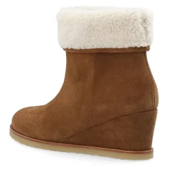 Dame Casdonna Støvler Med Lynlås Varm Foret Ruskind Toffee