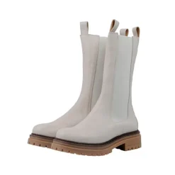 Dame Cashannah Chelsea støvler Høj skåret læder Picasso Beige