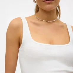 Dame Chloe Firkantet Hals Top Sne Hvid