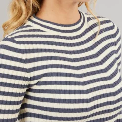 Dame Crista O Hals Strikket Sweater Ombre Blue