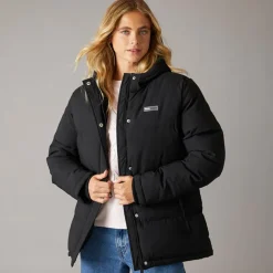 Dame Fina Mellem Lang Puffer Jakke Sort