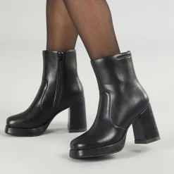 Dame Firkantet Tå Hæl Støvler Sort