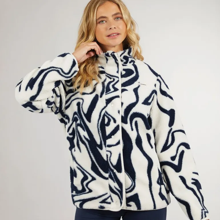 Dame Gorla Borg Fleece Vinter Hvid/Navy Hvirvel