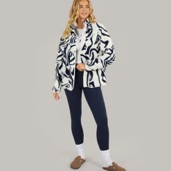 Dame Gorla Borg Fleece Vinter Hvid/Navy Hvirvel