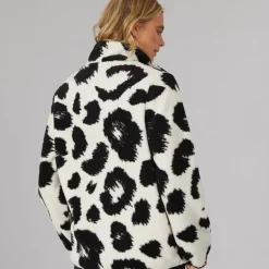 Dame Gorla Borg Fleece Vinter Hvid /​ Sort Leopard
