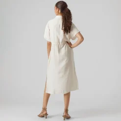 Dame Iris Kortærmet Skjorte Kjole Pearled Ivory