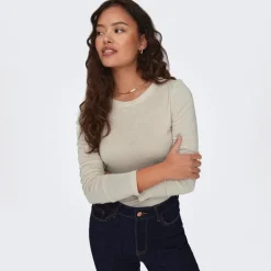 Dame JDY Suma Uld Blandings Top Whitecap Grå