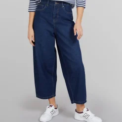 Dame Jeans med Tøndeformet Ben Dark Blue