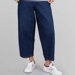 Dame Jeans med Tøndeformet Ben Dark Blue