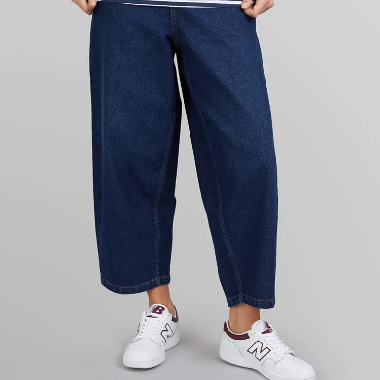 Dame Jeans med Tøndeformet Ben Dark Blue