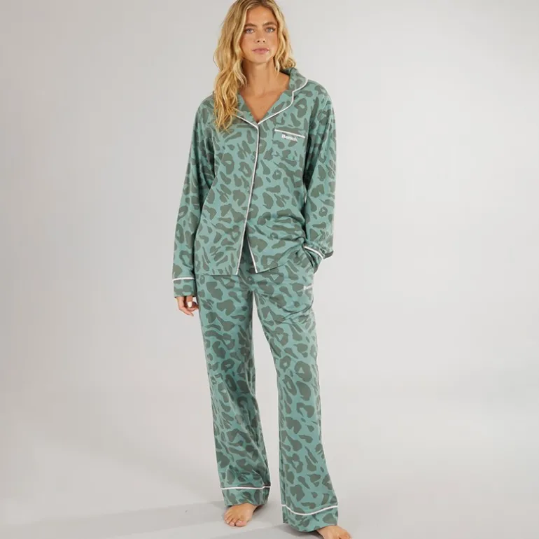Dame Korda Pyjamas Mørk Salvie Leopard