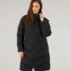 Dame Lang Foret Jakke Med Slids Sort