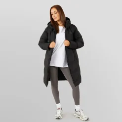 Dame Lang Foret Jakke Med Slids Sort