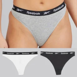 Dame Lotty 3-pak Bomuld Tanga Sort/Hvid/Grå Melange