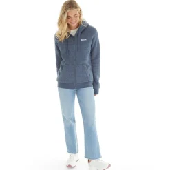 Dame Mintz Teddyforet Zip-gennem Trøje Marine Melange