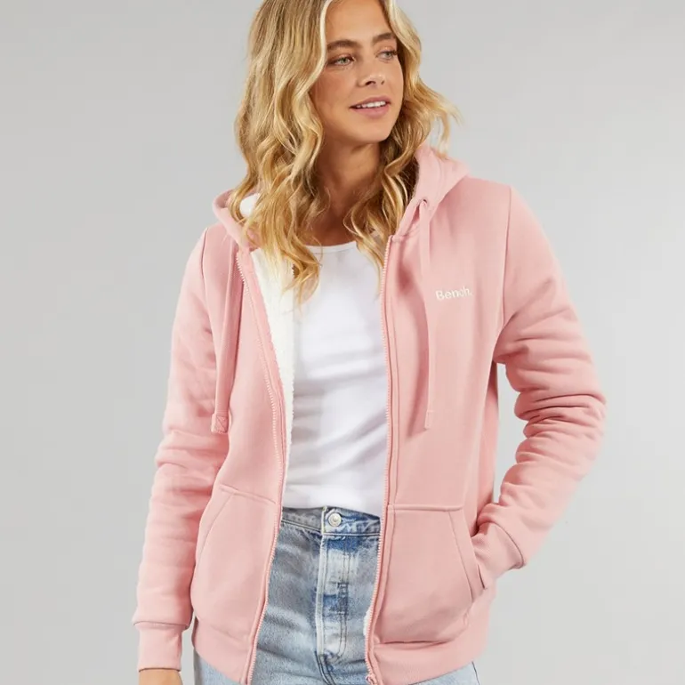 Dame Mintz Teddyforet Zip-gennem Hoodie Blush