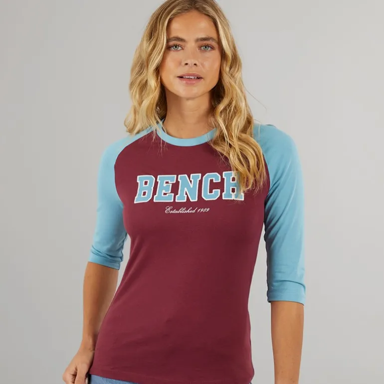 Dame Morr 3 / 4 Ærme T - shirt Cordovan / Arctic Blå