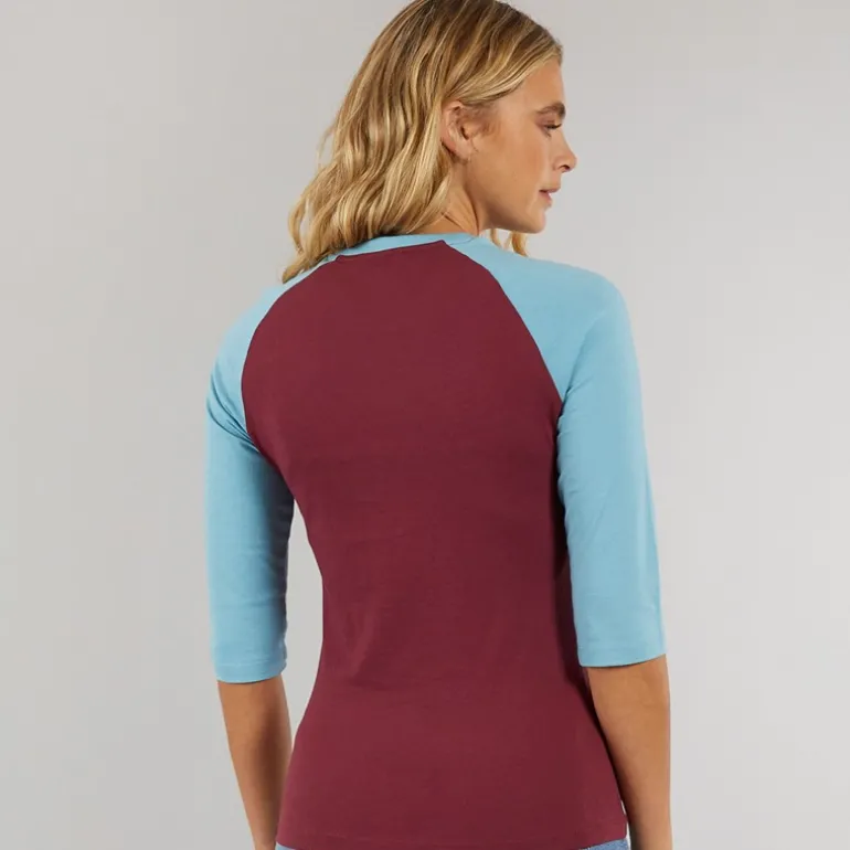 Dame Morr 3 / 4 Ærme T - shirt Cordovan / Arctic Blå