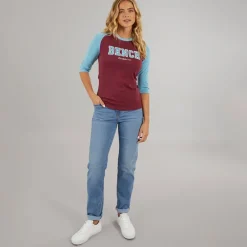 Dame Morr 3 / 4 Ærme T - shirt Cordovan / Arctic Blå