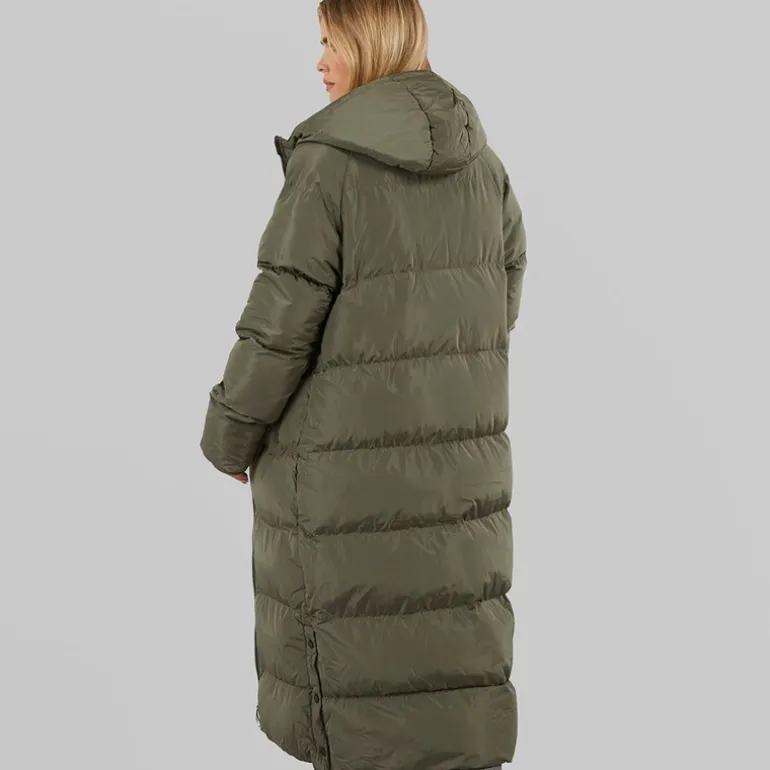 Dame Ryelle Maxi Lang Puffer Jakke Khaki