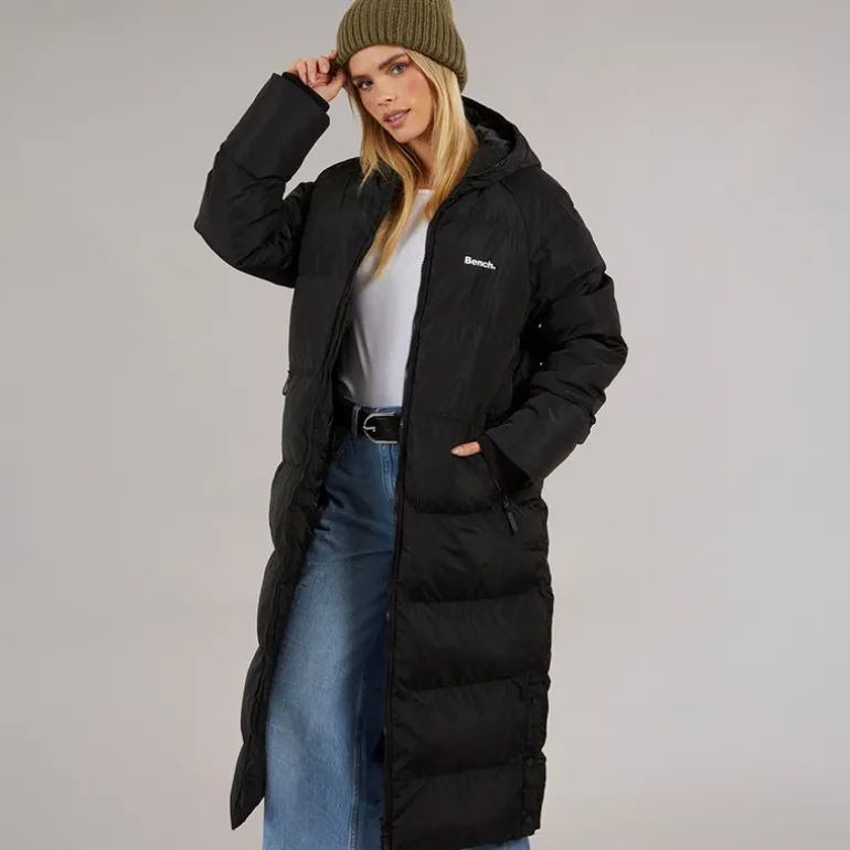 Dame Ryelle Maxi Længde Pufferjakke Sort