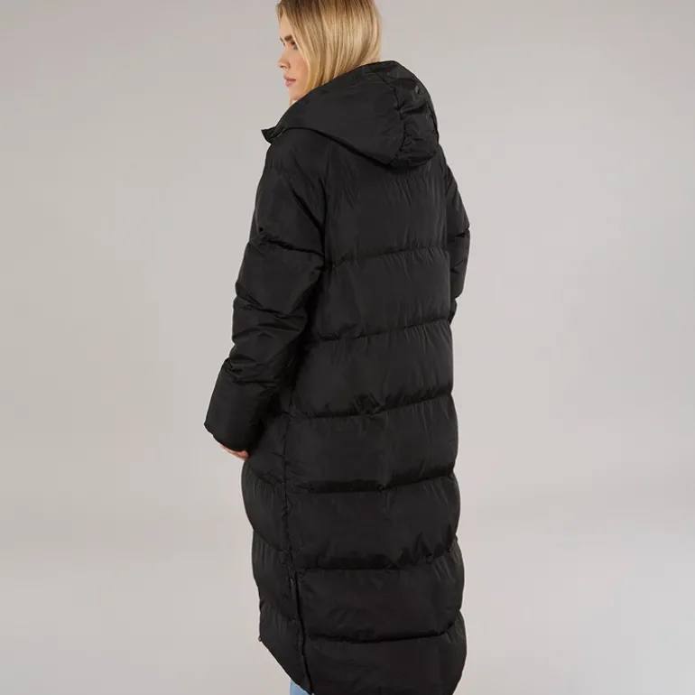 Dame Ryelle Maxi Længde Pufferjakke Sort