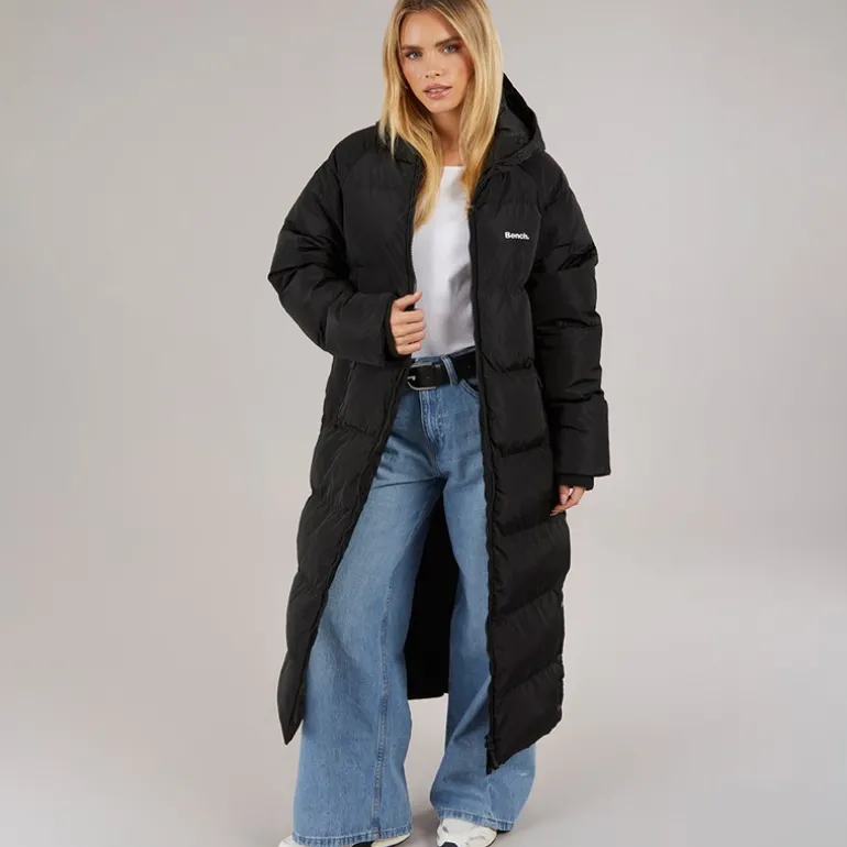 Dame Ryelle Maxi Længde Pufferjakke Sort