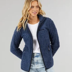 Dame Sherpa Fleece Jakke Blå