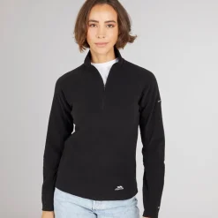 Dame Shiner 1/​2 Lynlås Mikro Fleece Sort