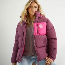 Dame St Austell Kort Dunjakke Burgundy