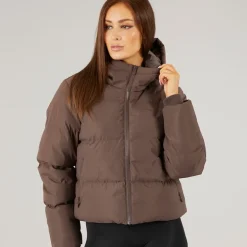 Dame Storm Cuff Kort Puffer Jakke Kaffe