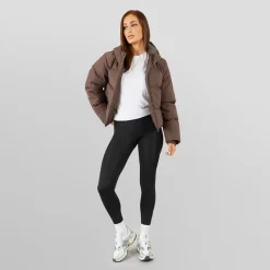 Dame Storm Cuff Kort Puffer Jakke Kaffe