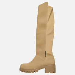 Dame Støvler Med Højt Skaft Og Stræk, Stenfarvet