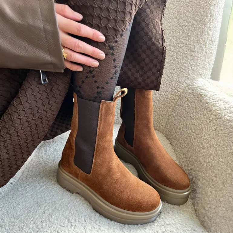 Dame Suede 22 Støvler 099 Army W/Brown Sole