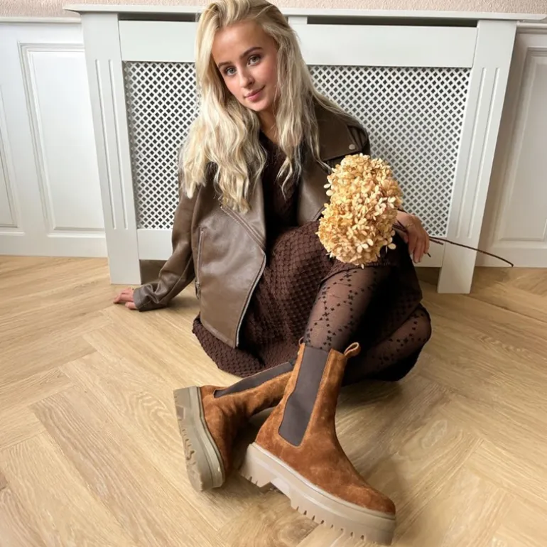 Dame Suede 22 Støvler 099 Army W/Brown Sole