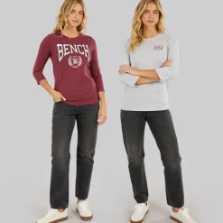 Dame To Pak 3/​4 Ærme T-shirts Cordovan Grå Melering