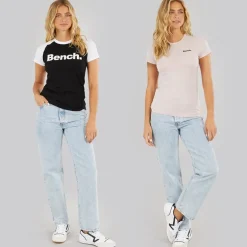 Dame To Pakke T-Shirts Sort Lyserød