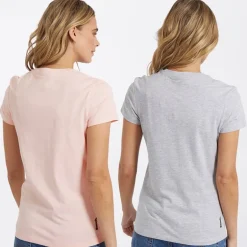 Dame T-shirts Grammen To-pak Grå Melange/​Pink