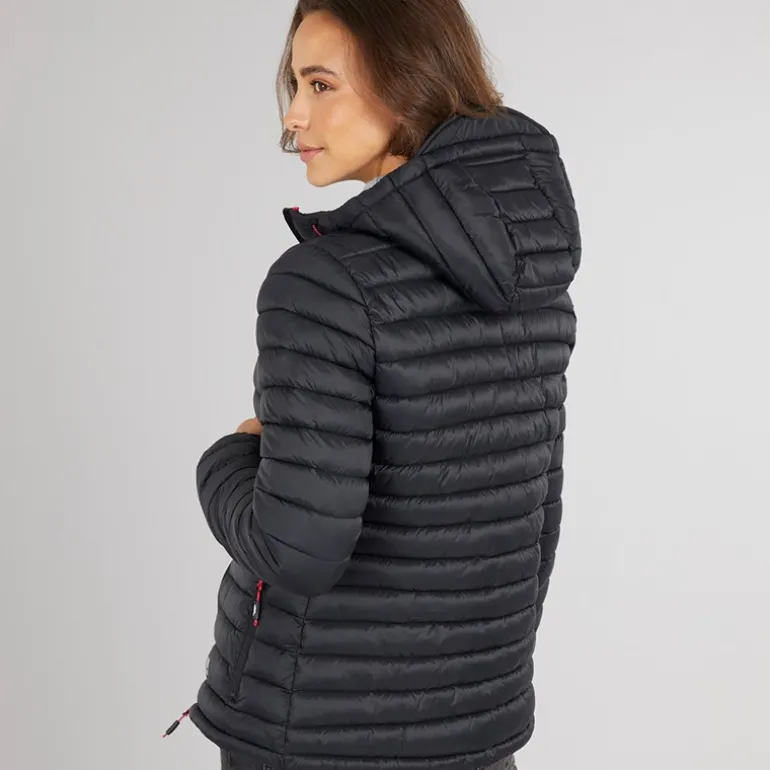 Dametøj Lenka Vatteret Hættejakke Sort/Hindbær