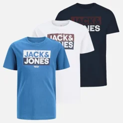 Drenge Atfal Tre Pakke T-shirts Colbalt Blå /​ Hvid /​ Navy Print