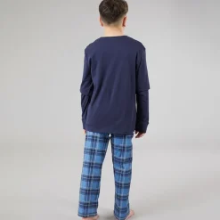 Drenge Atmore nattøj sæt Navy/​Blue Check