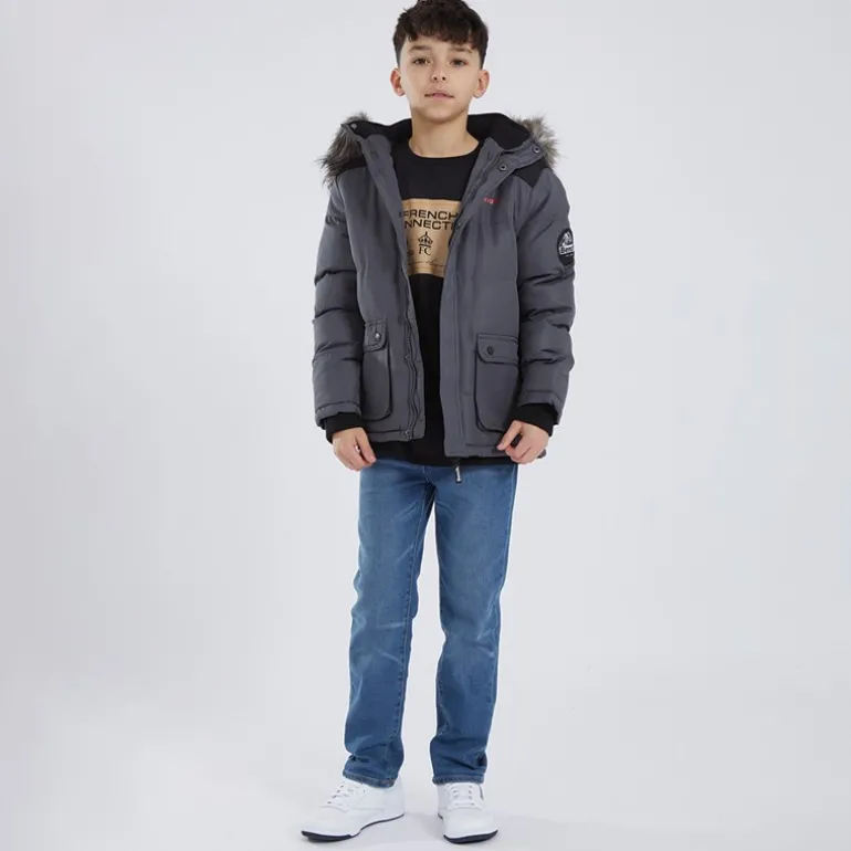 Drenge Axel Paddet Parka Mørkegrå