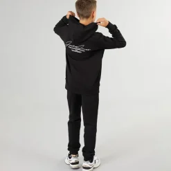 Drenge Cover Script Hættetrøje Og Joggingbukser Træningssæt Sort