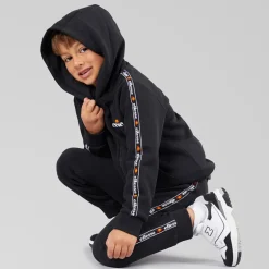 Drenge Dominic Hættetrøje T-shirt Og Joggingbukser Sæt Sort/​Grå